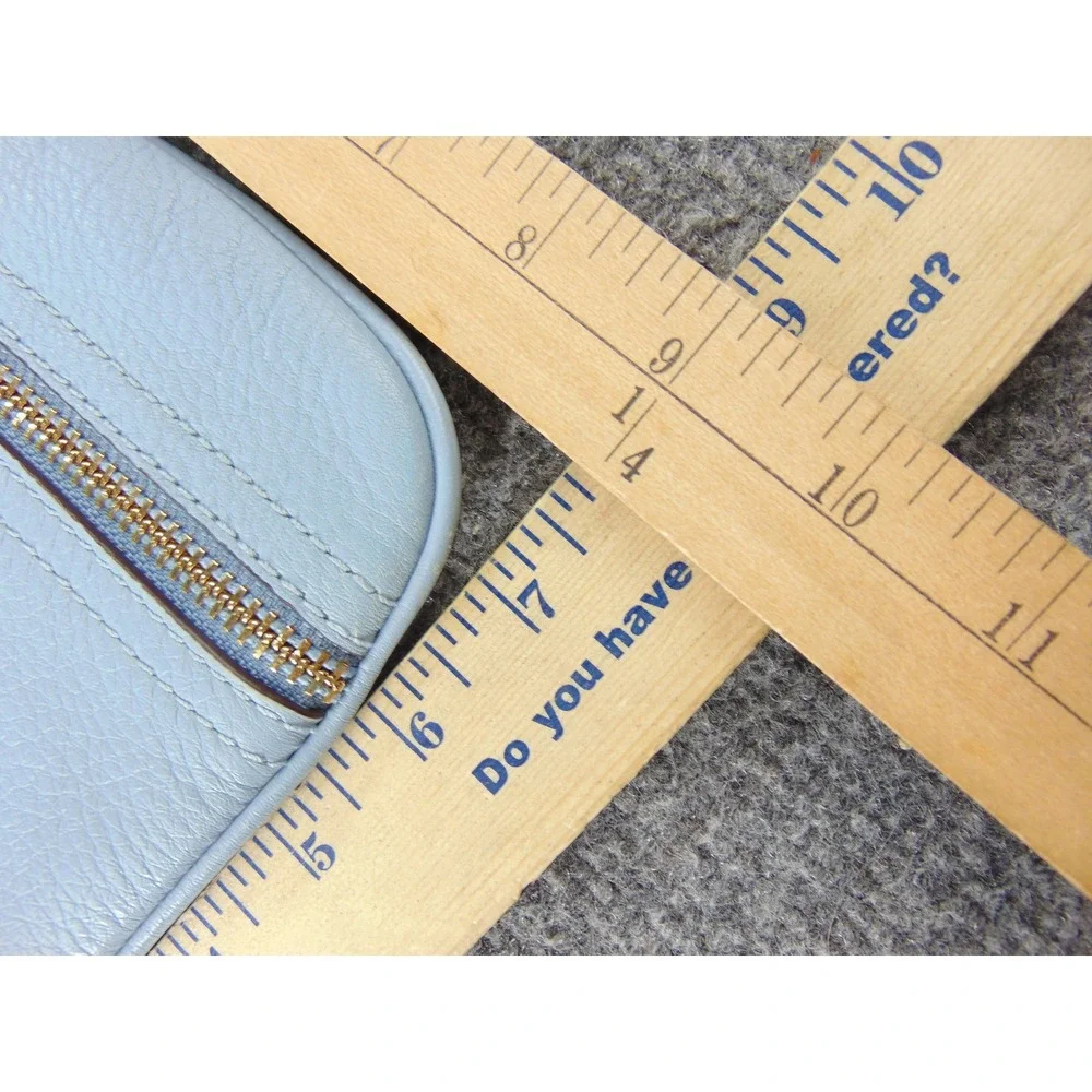 Michael Kors Bedford Crossbody Bag Blue Leather Gold Tone Zipper Detail‎ Small